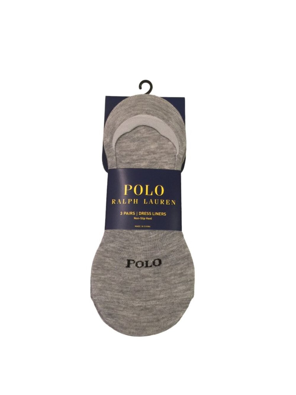 POLO Ralph Lauren Men's Dress Liners Gray Non-Slip Heel One Size 3 Pairs